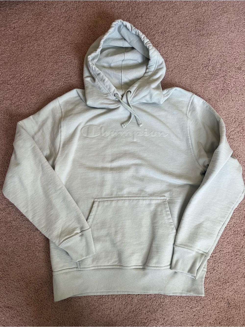 Champion Men's Muted Mint Green Embossed Logo Hoodie
